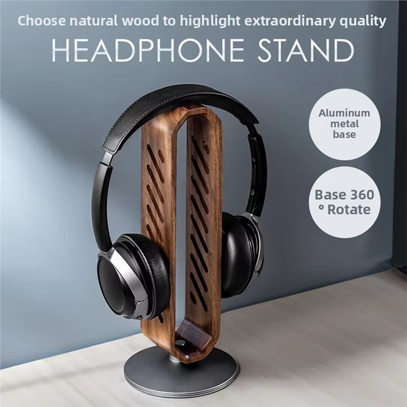 FFYY-Rotating Walnut Wooden He - Headphone Stand Desk ulasan dan harga